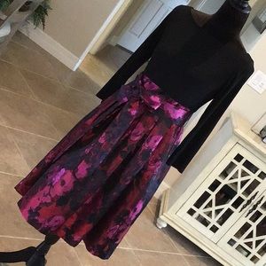 Eliza J back zip dress, three quarter sleeves, belted waist, size 6